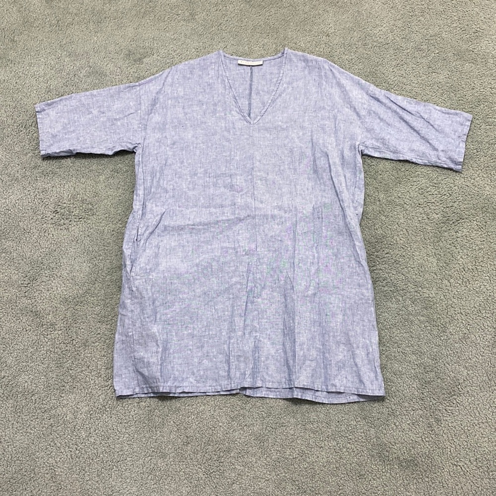 BRYN WALKER Linen V Neck lagenlook Tunic Top w pockets womens small